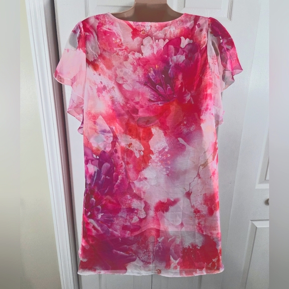 One World Live And Let Live Embellished Layered Pink Floral Blouse Pre-Owned - Picture 7 of 12